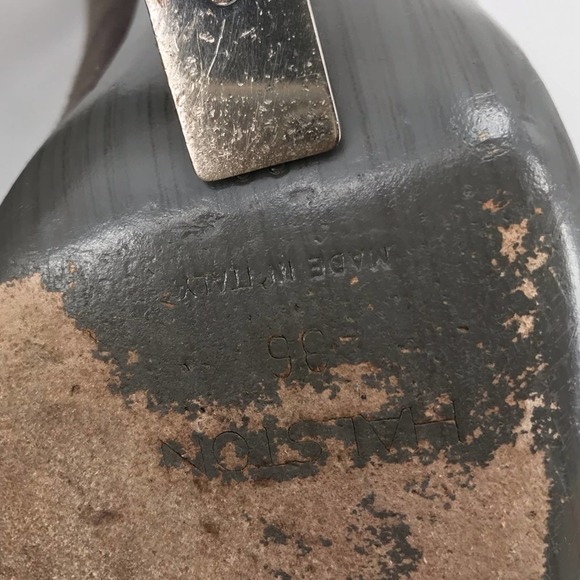 Halston Grey Suede Rectangular Wedge Pumps Sz 6 - Picture 11 of 12